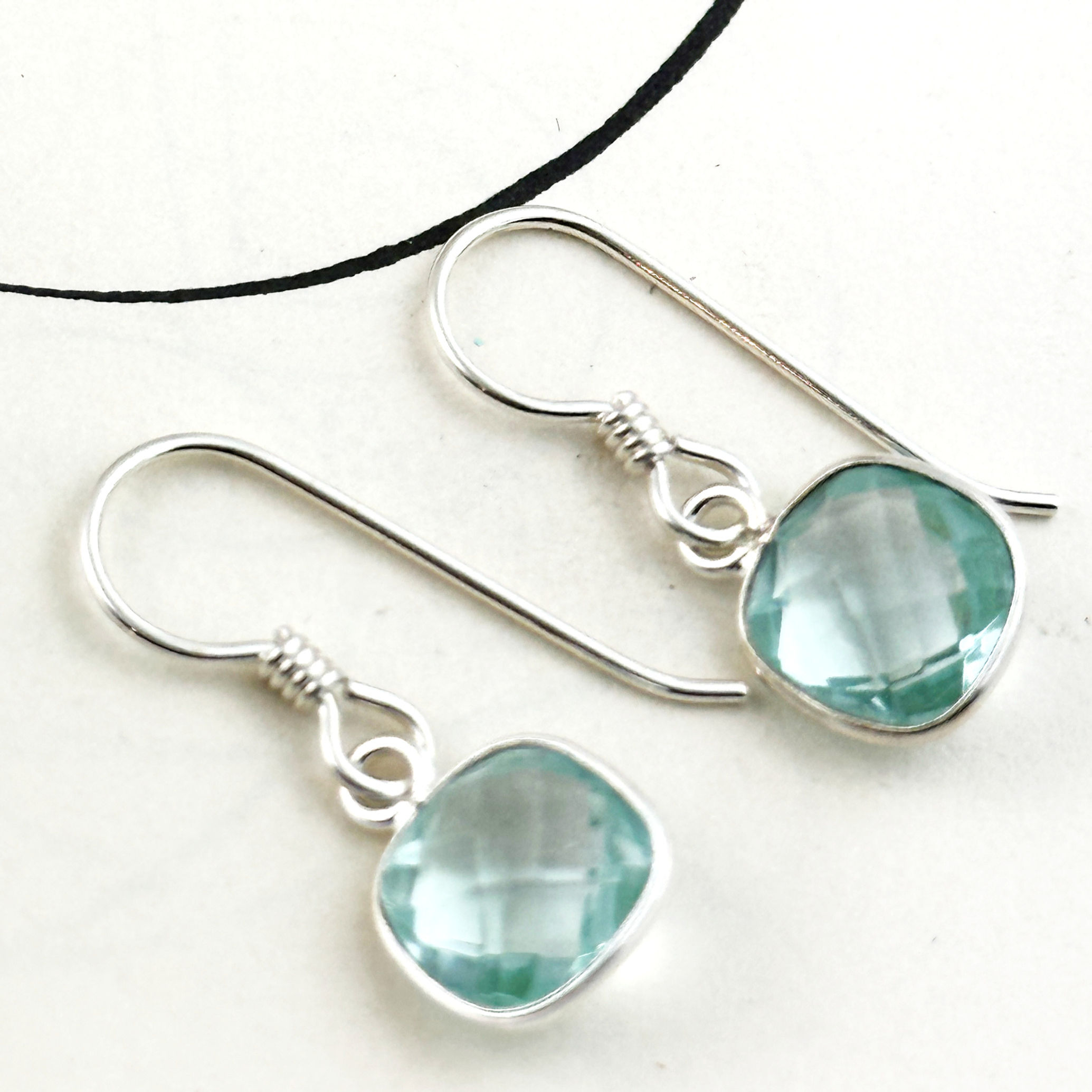 Sparkly Petite Aquamarine Blue Earrings