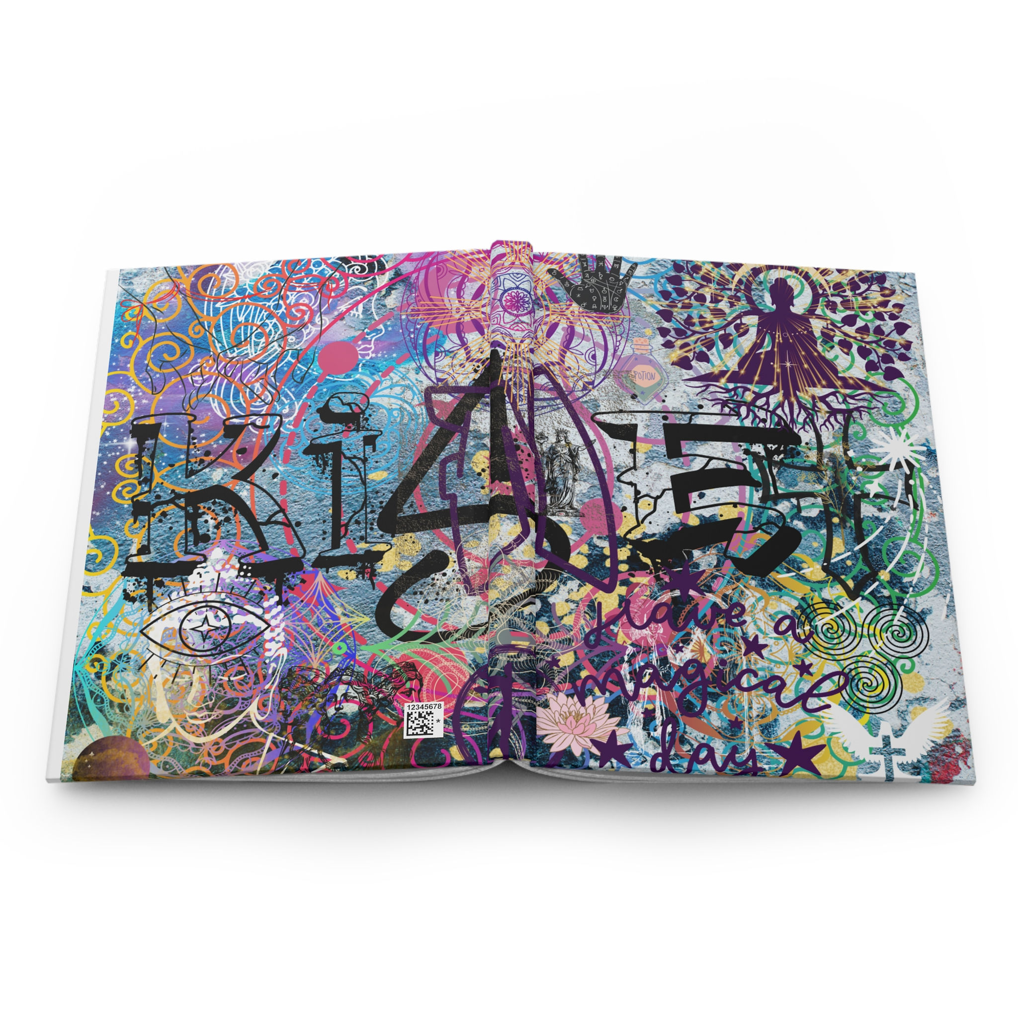 Hardcover Journal — Colorful Boho Graffiti "Kismet" Notebook