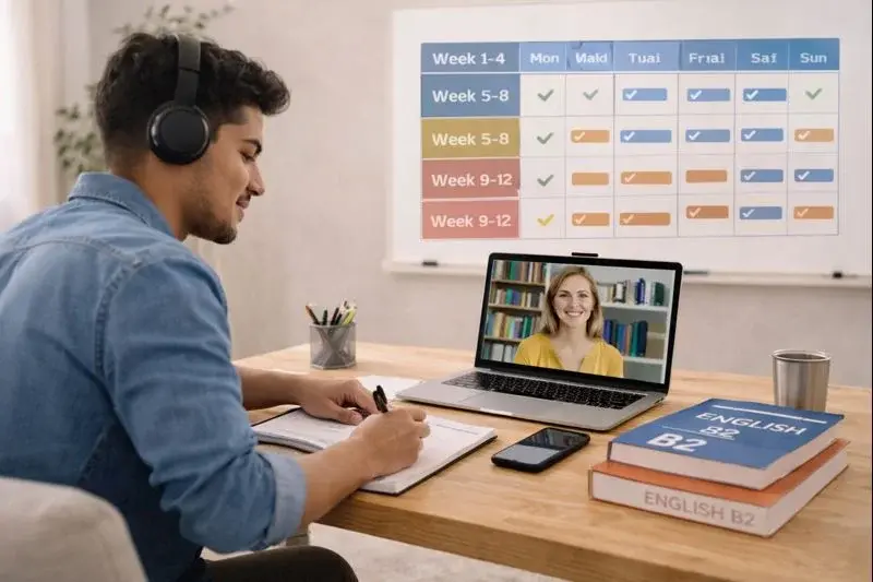 Cómo pasar de B1 a B2 en 8–12 semanas