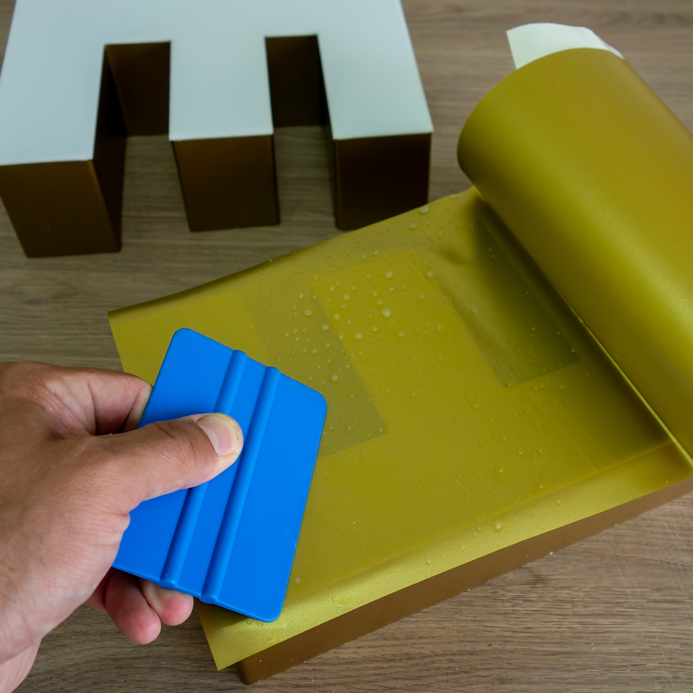 הדבקה של מדבקת ויניל צבע זהב