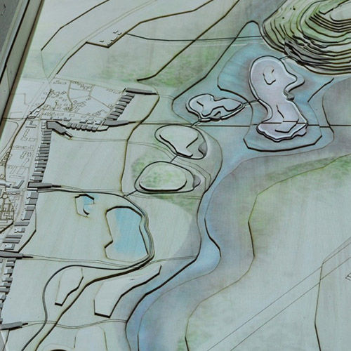 טופוגרפיה בקרטון דחוס אפור וחיתוך בלייזר