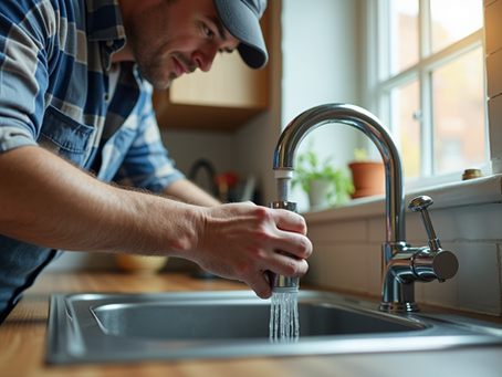 Handyman fixing a faucet