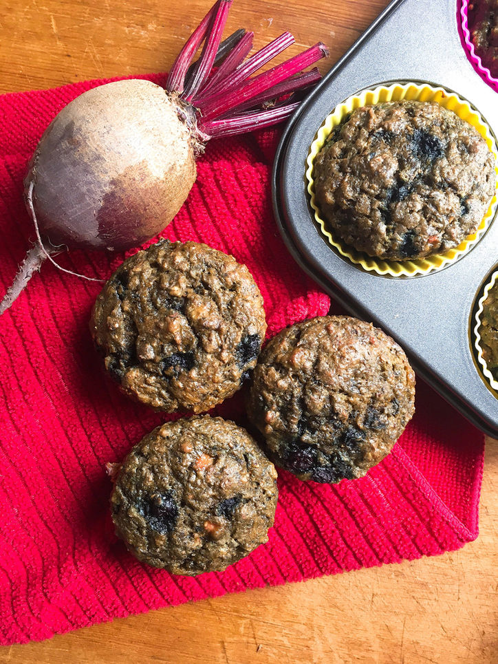 3B Muffins (Beets, Bananas, and Blueberries)