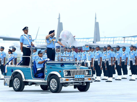 Air Chief Marshal AP Singh inspecting his troops.