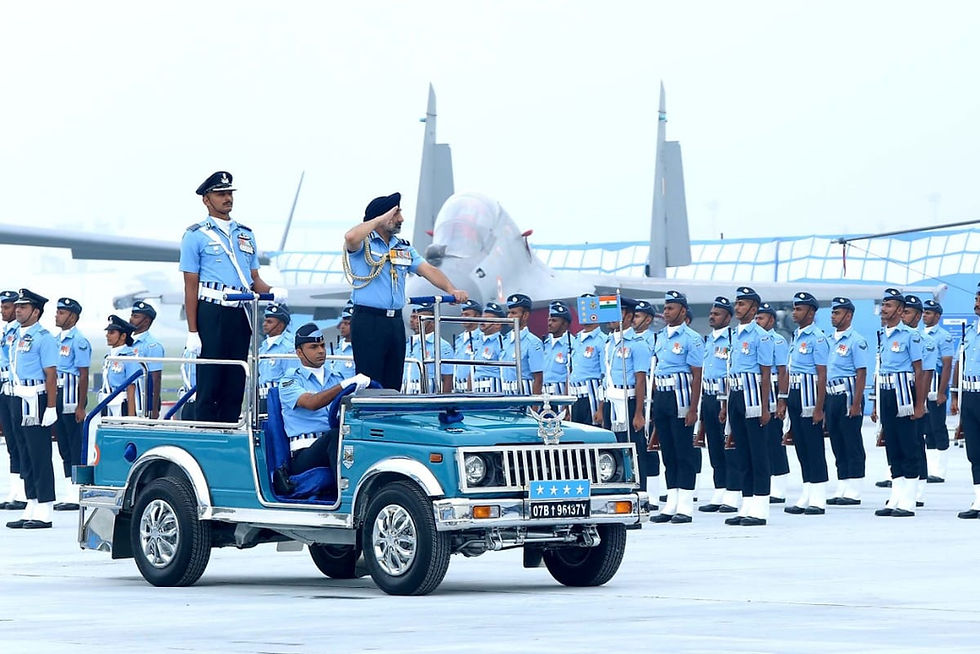 Air Chief Marshal AP Singh inspecting his troops.