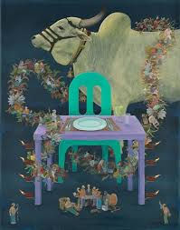 Camel and the tent times, acrylic on canvas by N.S. Harsha at Victor Miro