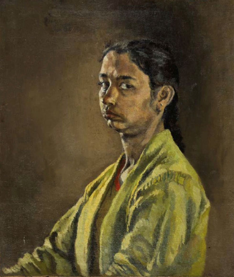 Self Portrait by Shoba Broota, oil on canvas, 24 24 inches and 20 inches, 1962