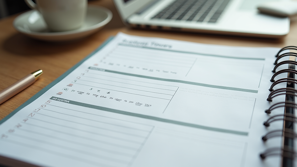 Close-up view of a planner with a customized study schedule