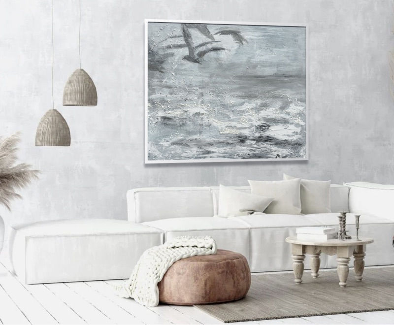 seascape shown in a room setting