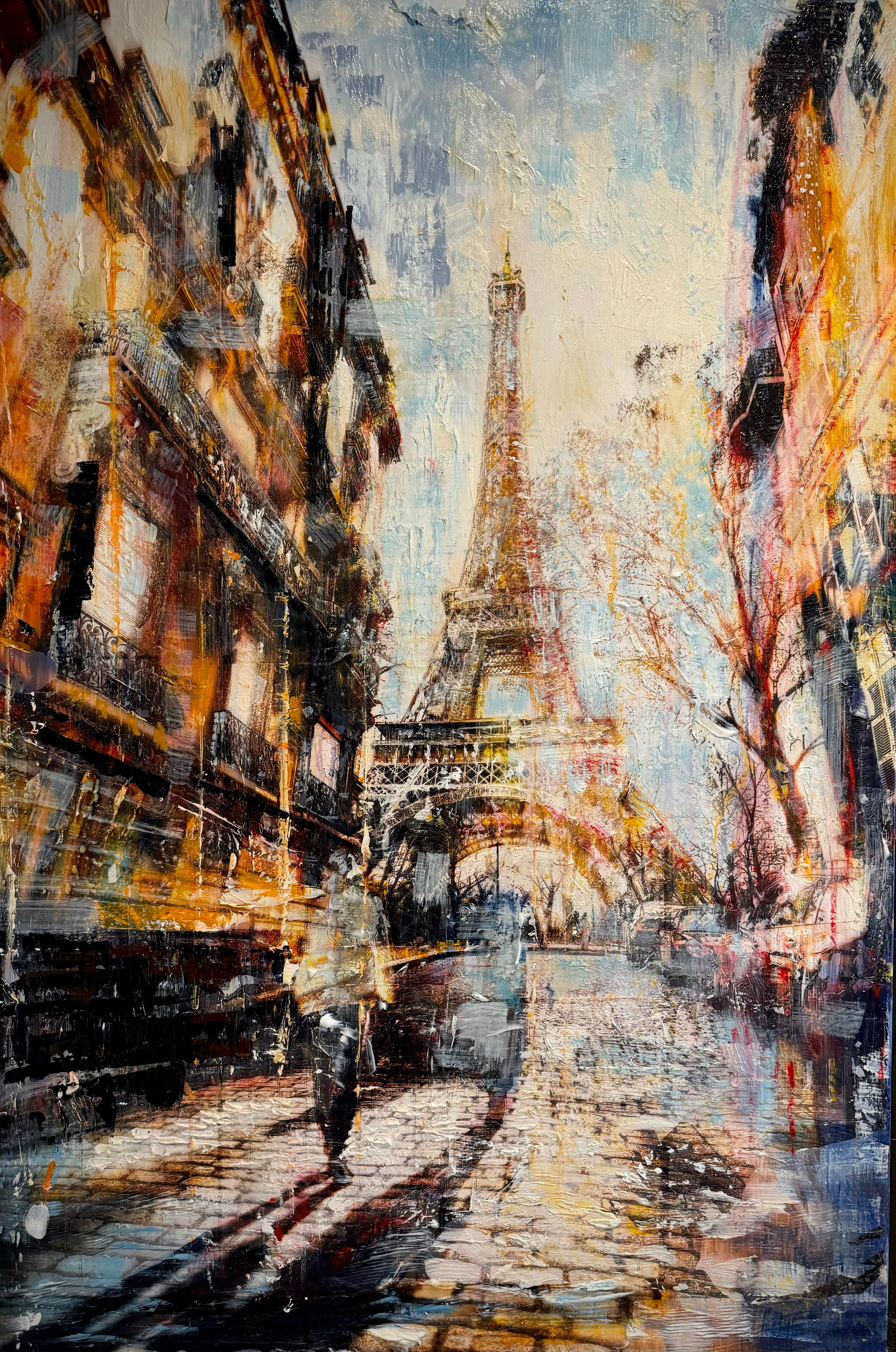 original artwork. Paris cityscape. mixed media 120x80cm in a 10mm floating frame