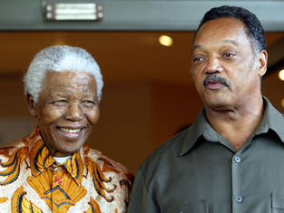 Jesse Jackson delivering a speech during the global campaign against apartheid in South Africa.