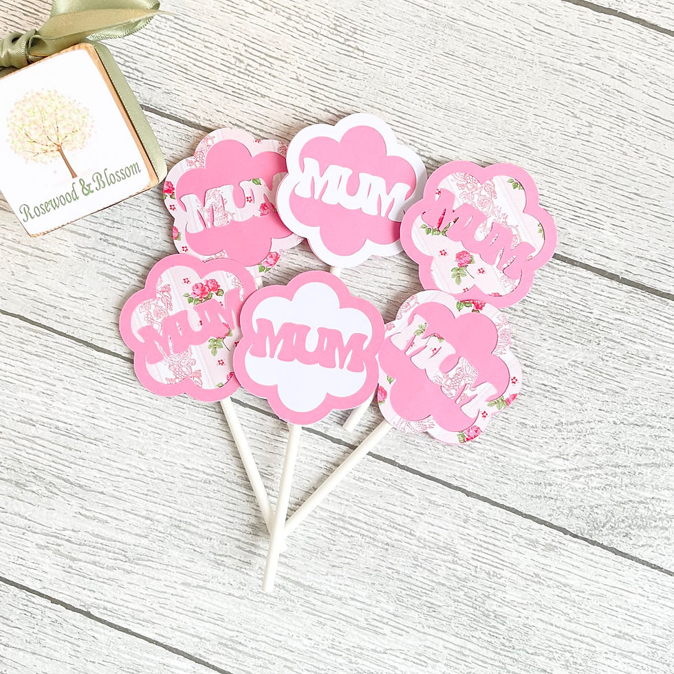 Thumbnail: Set of 6 Handmade MUM Mother's Day or Birthday Food or Cupcake Toppers /