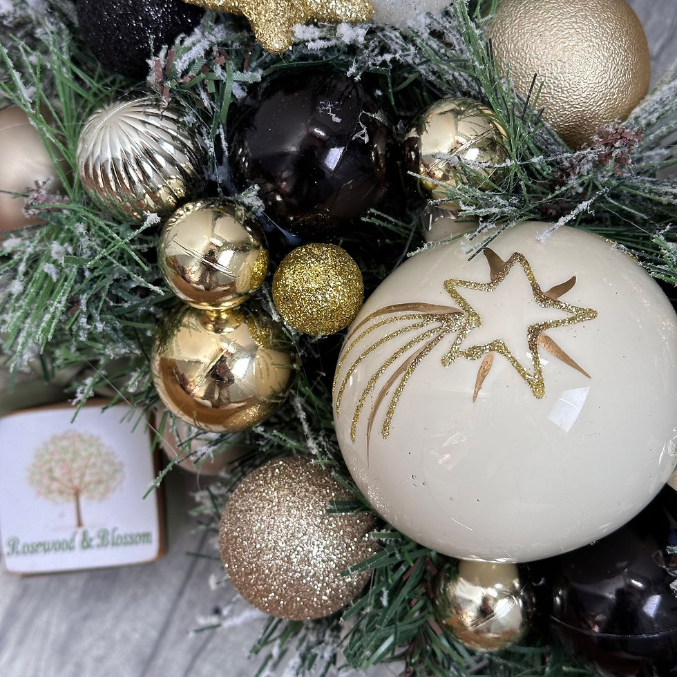 Thumbnail: Handmade Black and Gold Artificial Christmas Wreath