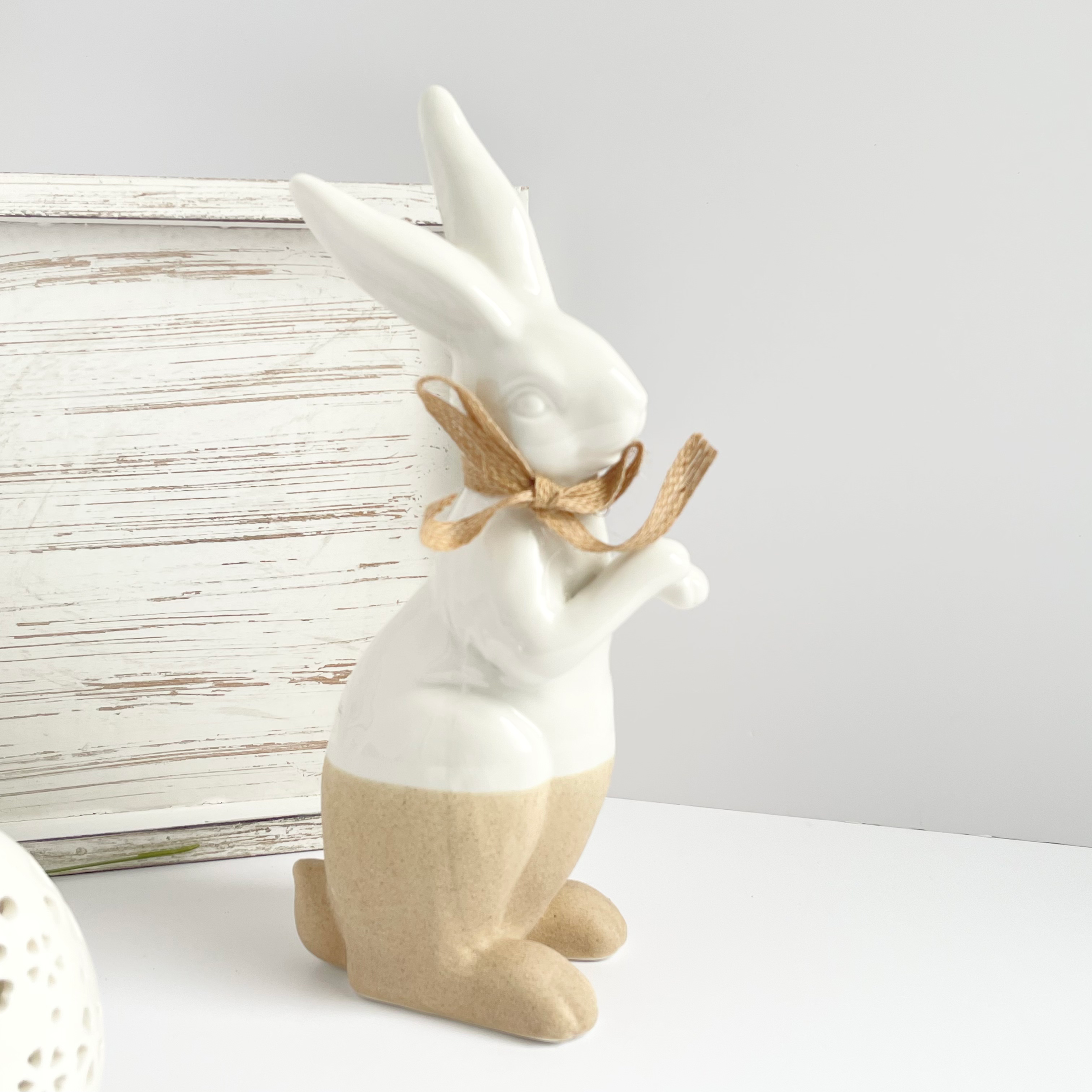 Two Tone Standing Ceramic Hare Ornament