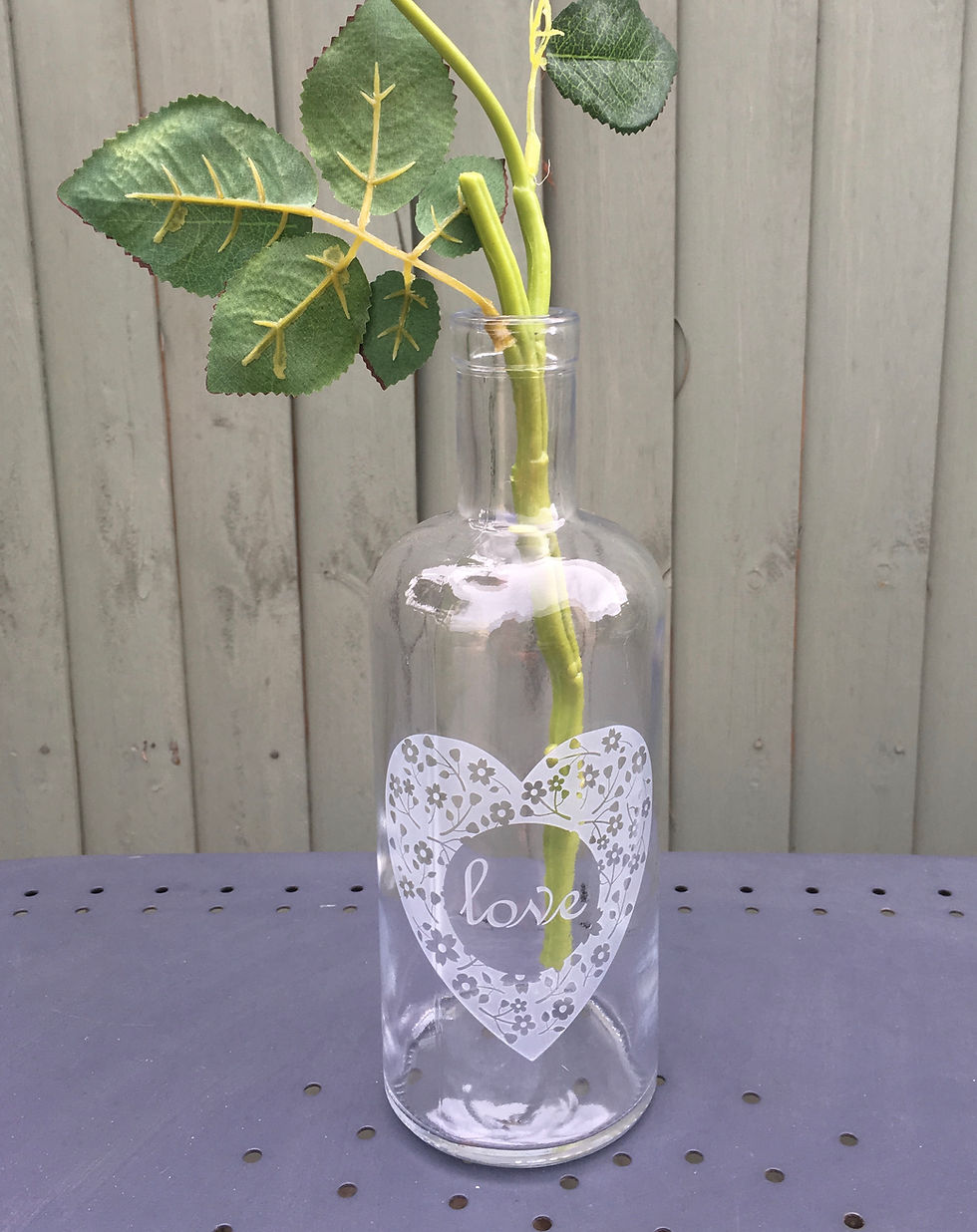 Thumbnail: Decorative Glass Bottle with etched white hart 