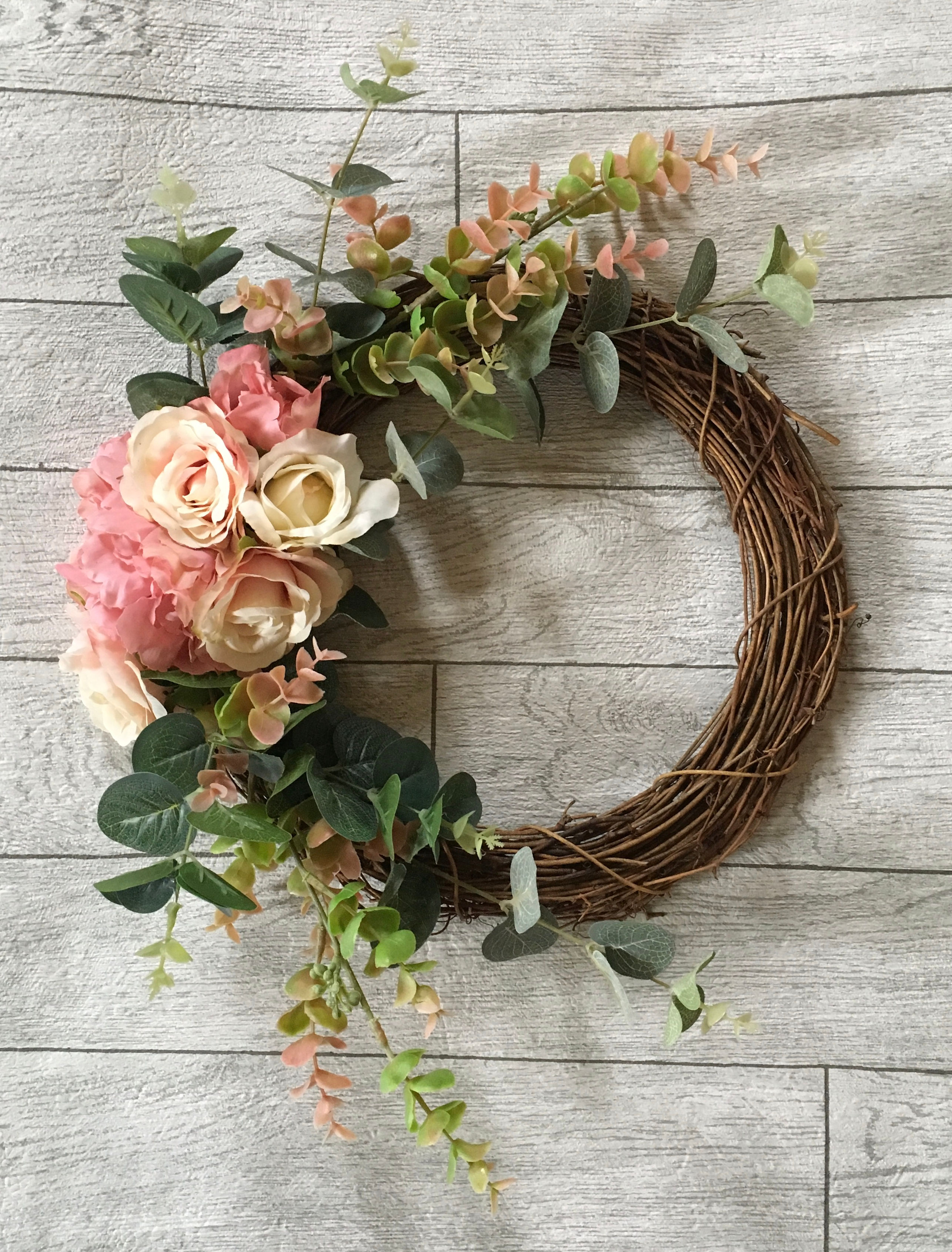 Bespoke Blush Pink Floral Artificial Wreath