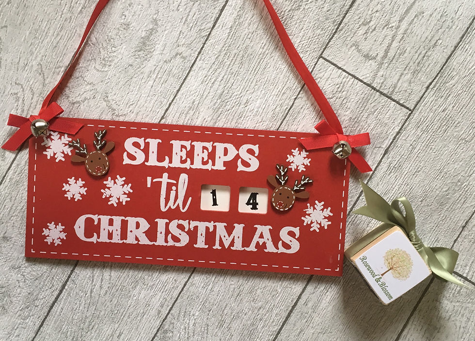 Thumbnail: Red and White Reindeer Sleeps til Christmas Sign