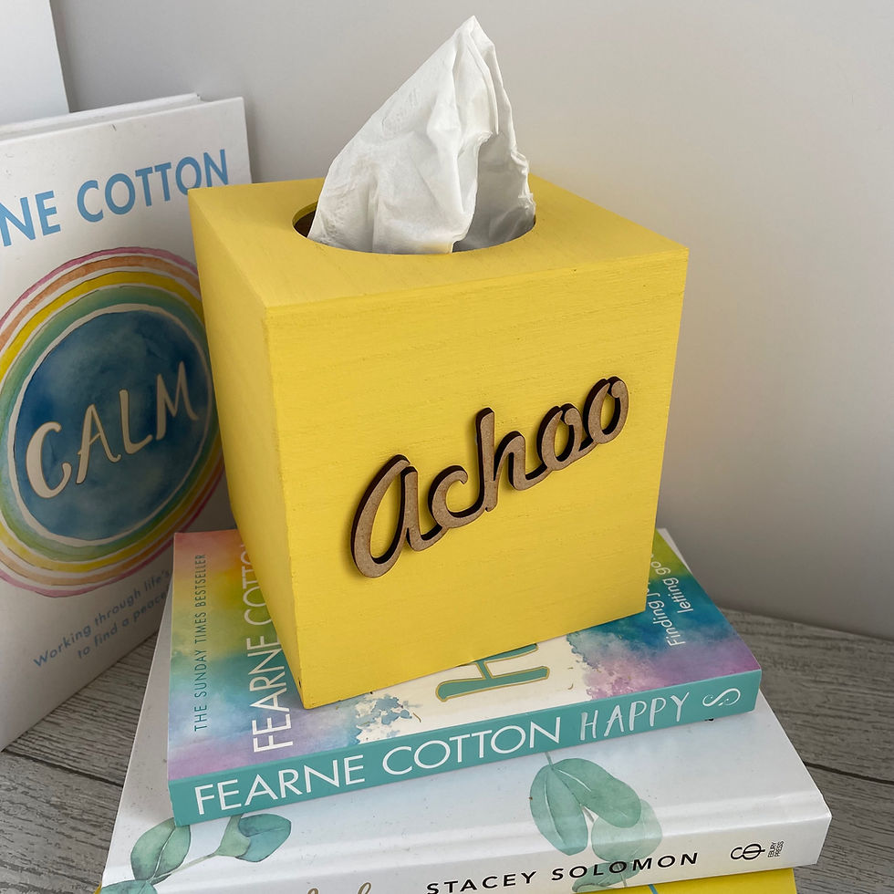 Thumbnail: Handmade Beeswax Yellow "Achoo" Tissue Box Cover