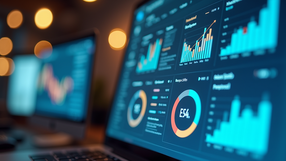 Close-up view of a computer screen showing ERP system dashboard