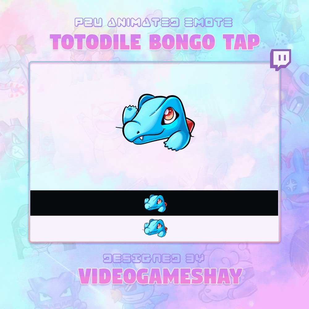 Totodile Pokemon Bongo Tap Animated Emote Videogame Shay