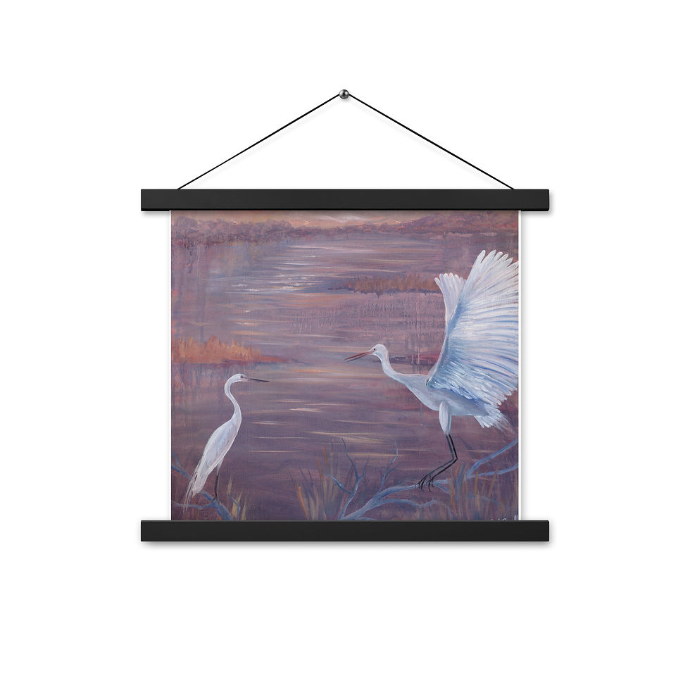 Thumbnail: "Where we Go" Fine Art  Egret Print With Hangers