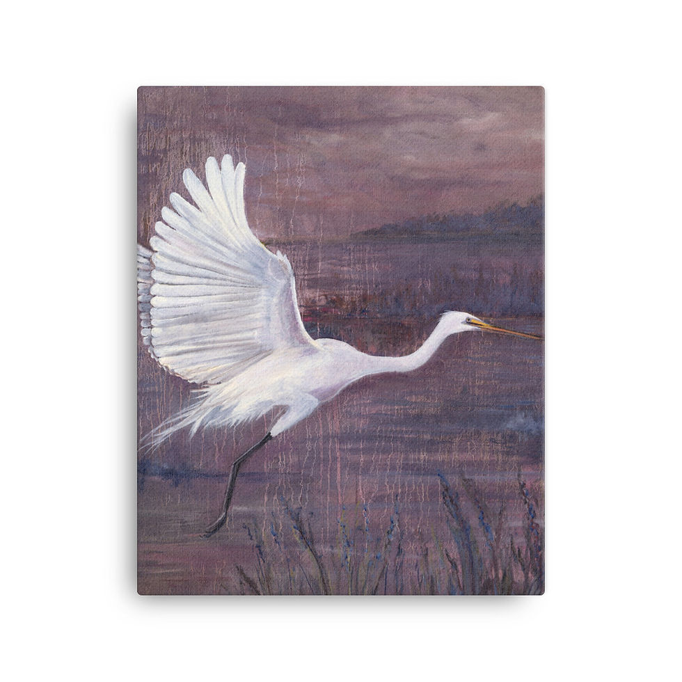Thumbnail: "Autumn Wings" Canvas Egret Painting