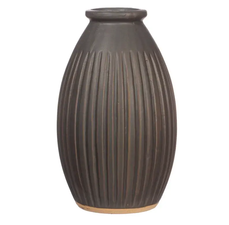 Grooved Vase Large Black