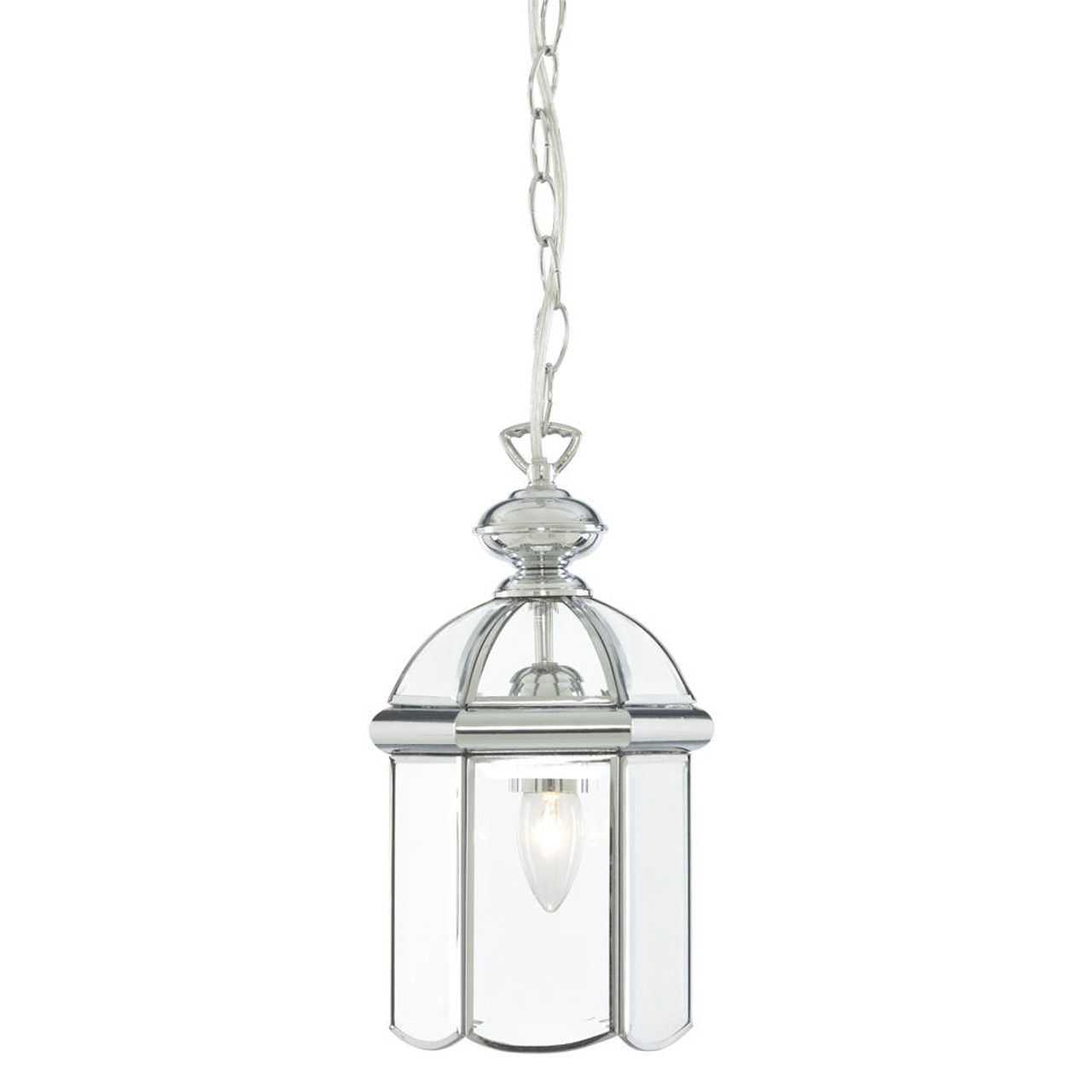 Bevelled Chrome Lantern with Clear Glass