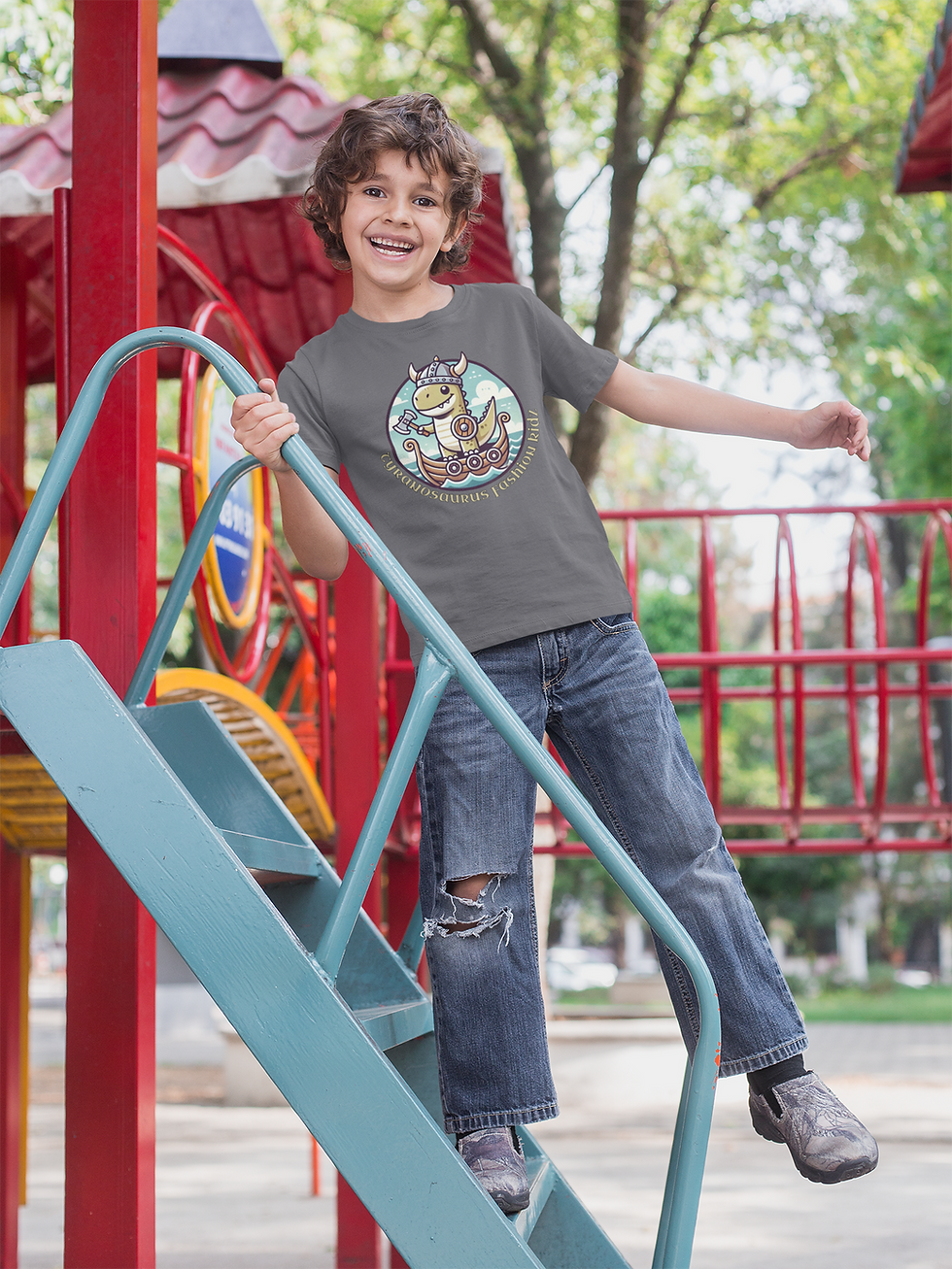 TFKidz Cute Dinosaur Viking Adventure Kids Tee 