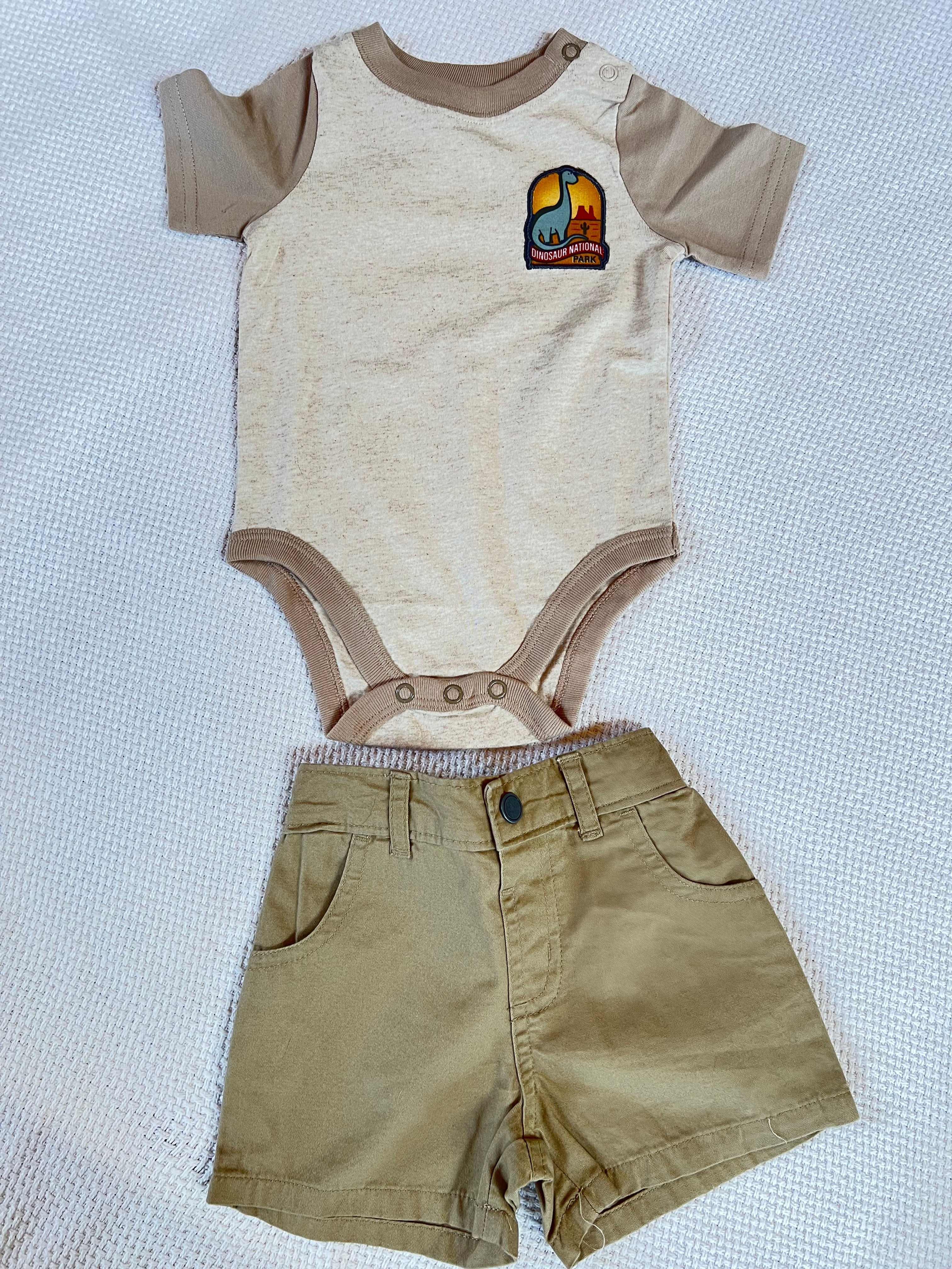 Boys 3-6 Months Garanimals Dinosaur Brown Shorts Set