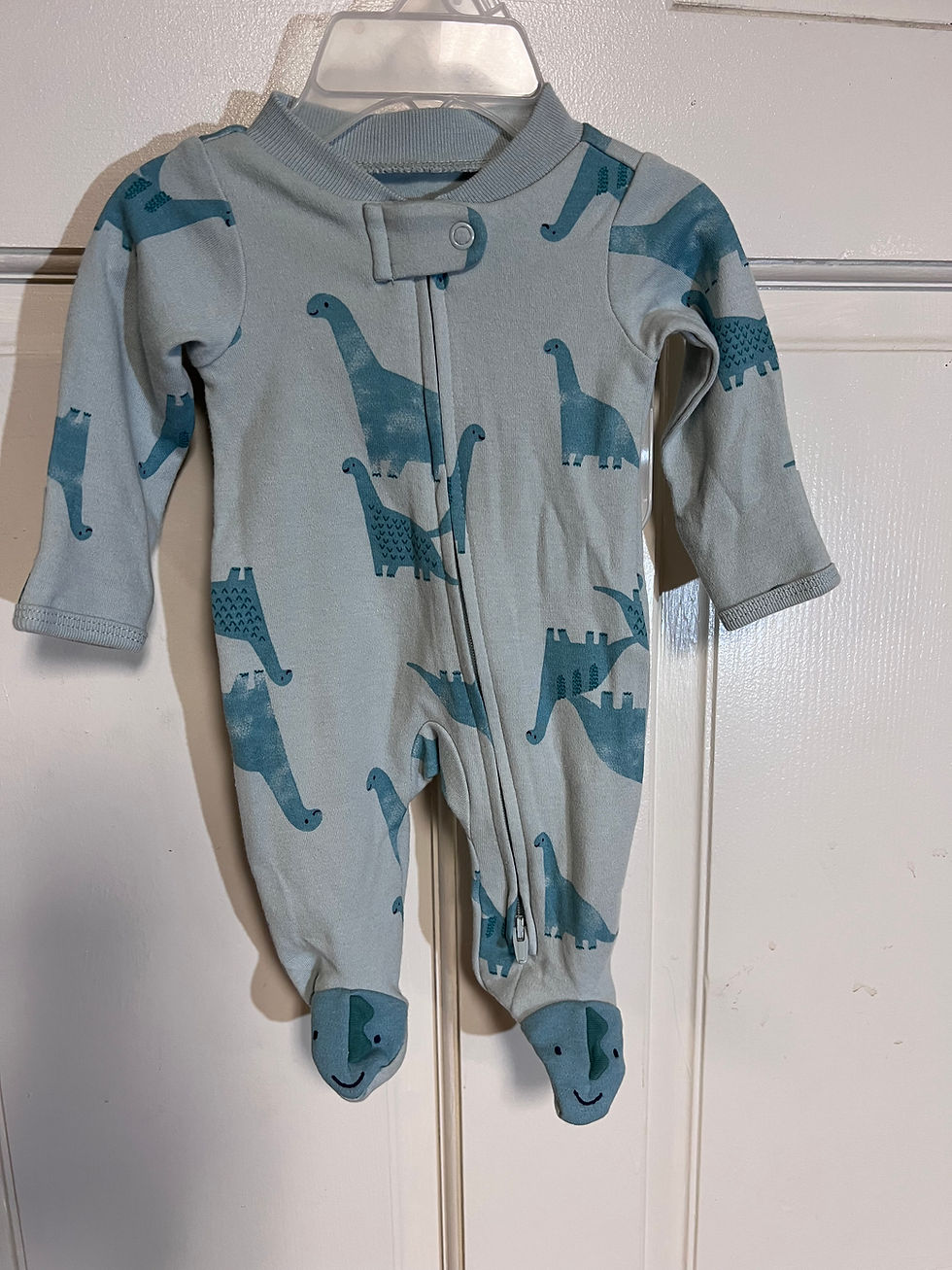 Boys Child Of Mine Preemie Green Dinosaur Enclosed Feet Outfit