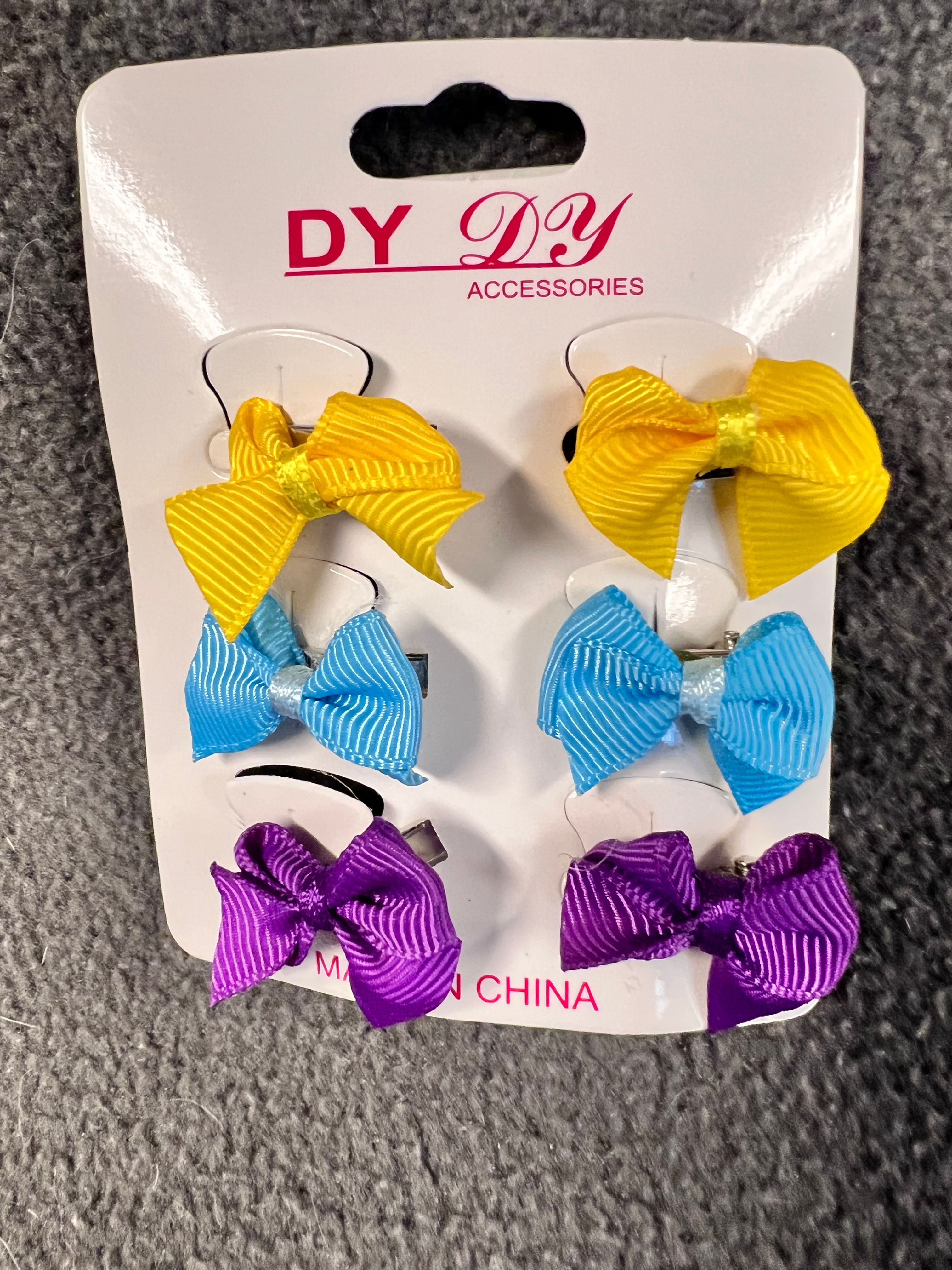 Pet Hair Bows One Inch Yellow Blue Purple