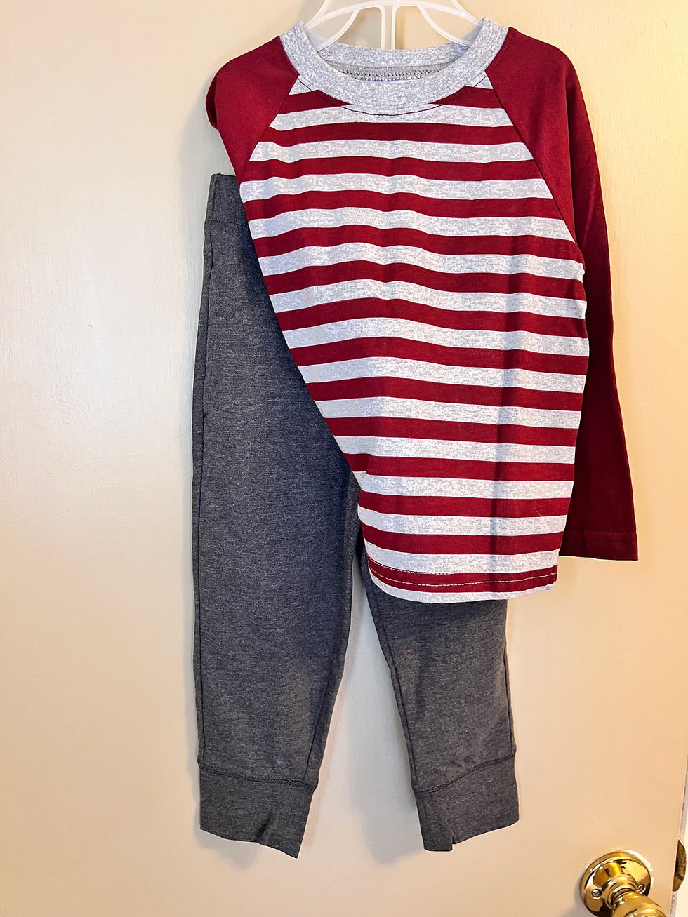Boys Garanimals 2T Burgundy Gray Striped Pants Set