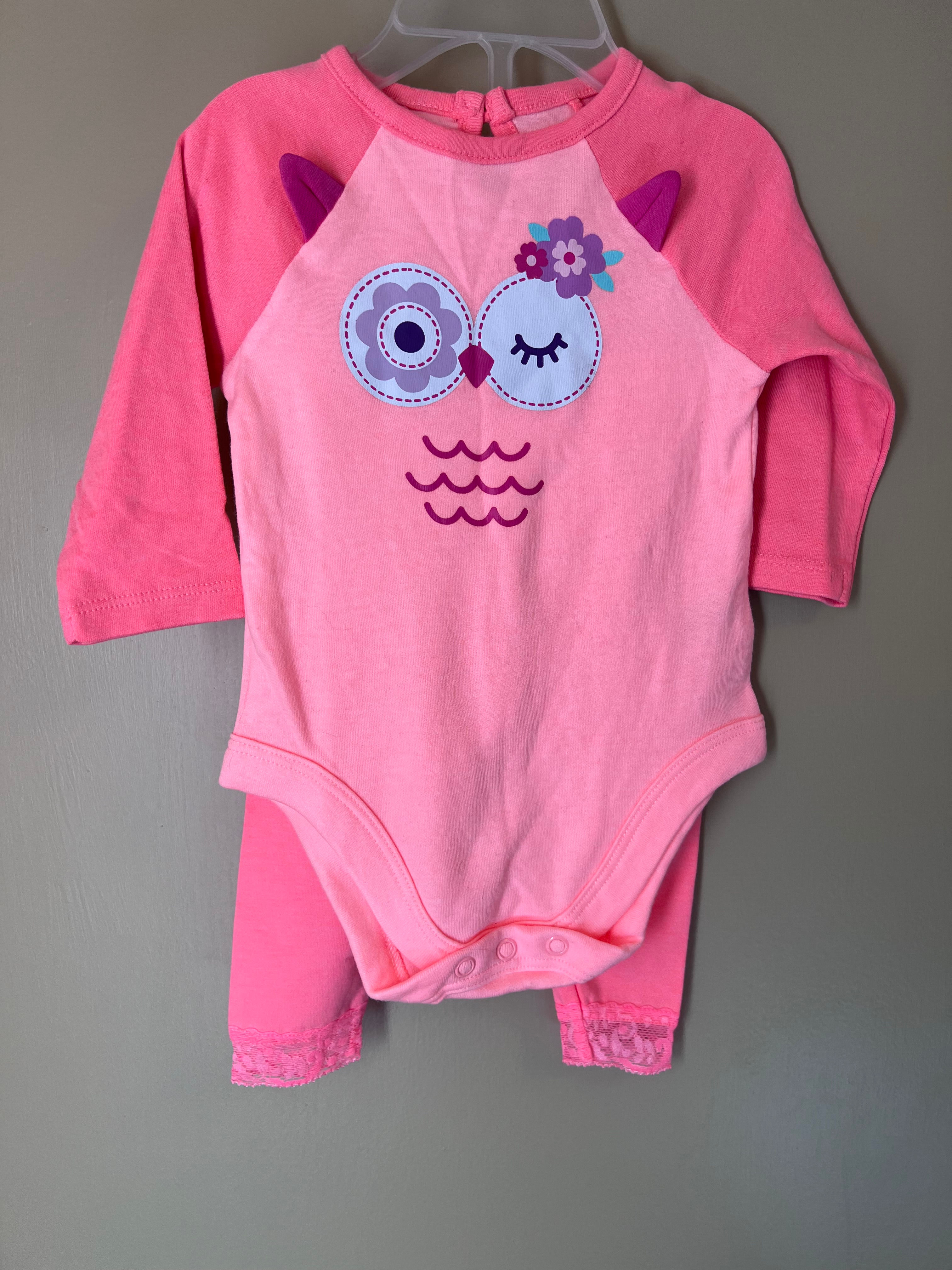 Girls 3-6 M, 6-9 M, 12 M Owl Orange Pants Set Garanimals