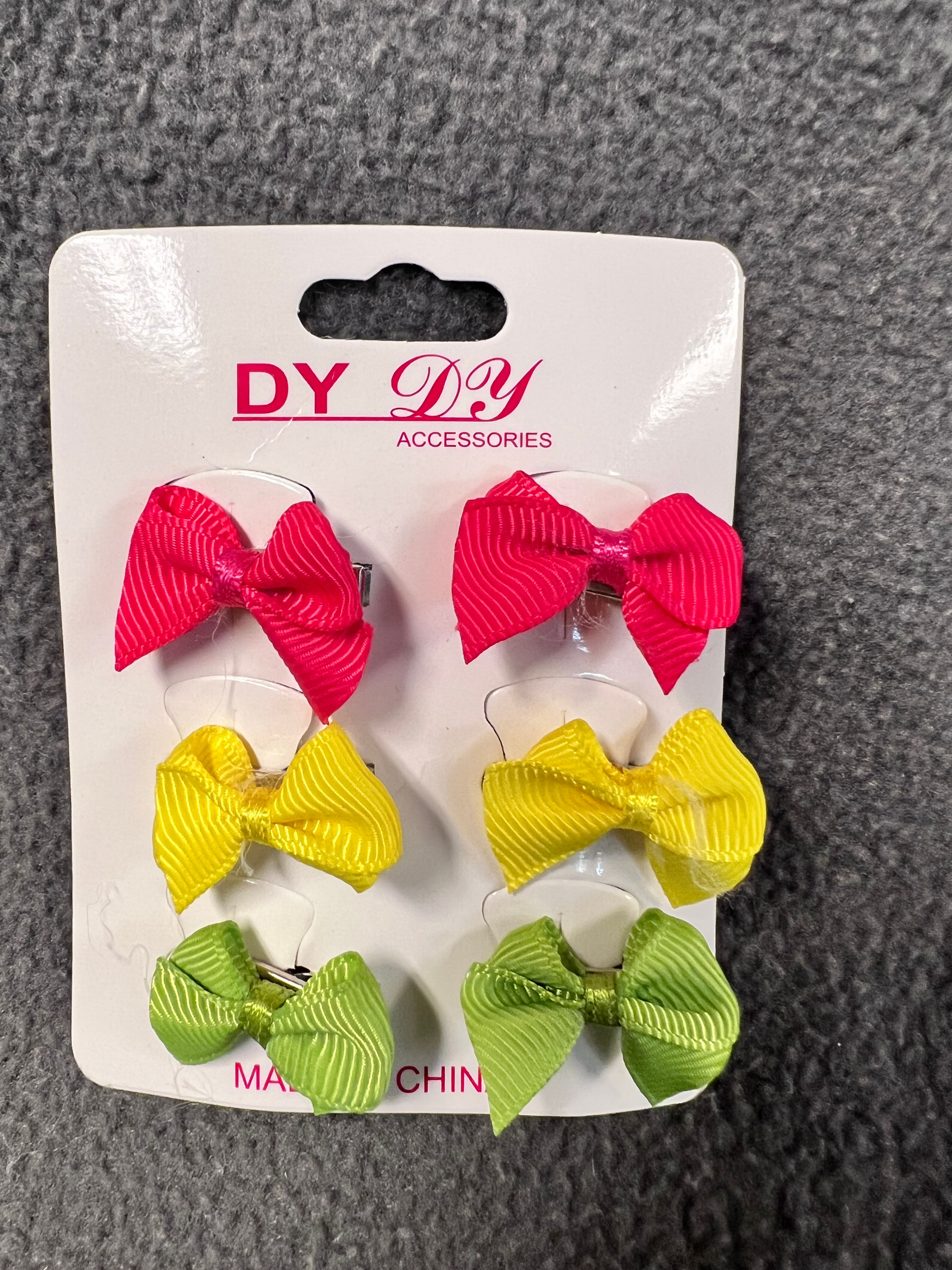 Pet Hair Bows One Inch Dark Pink Yellow Green