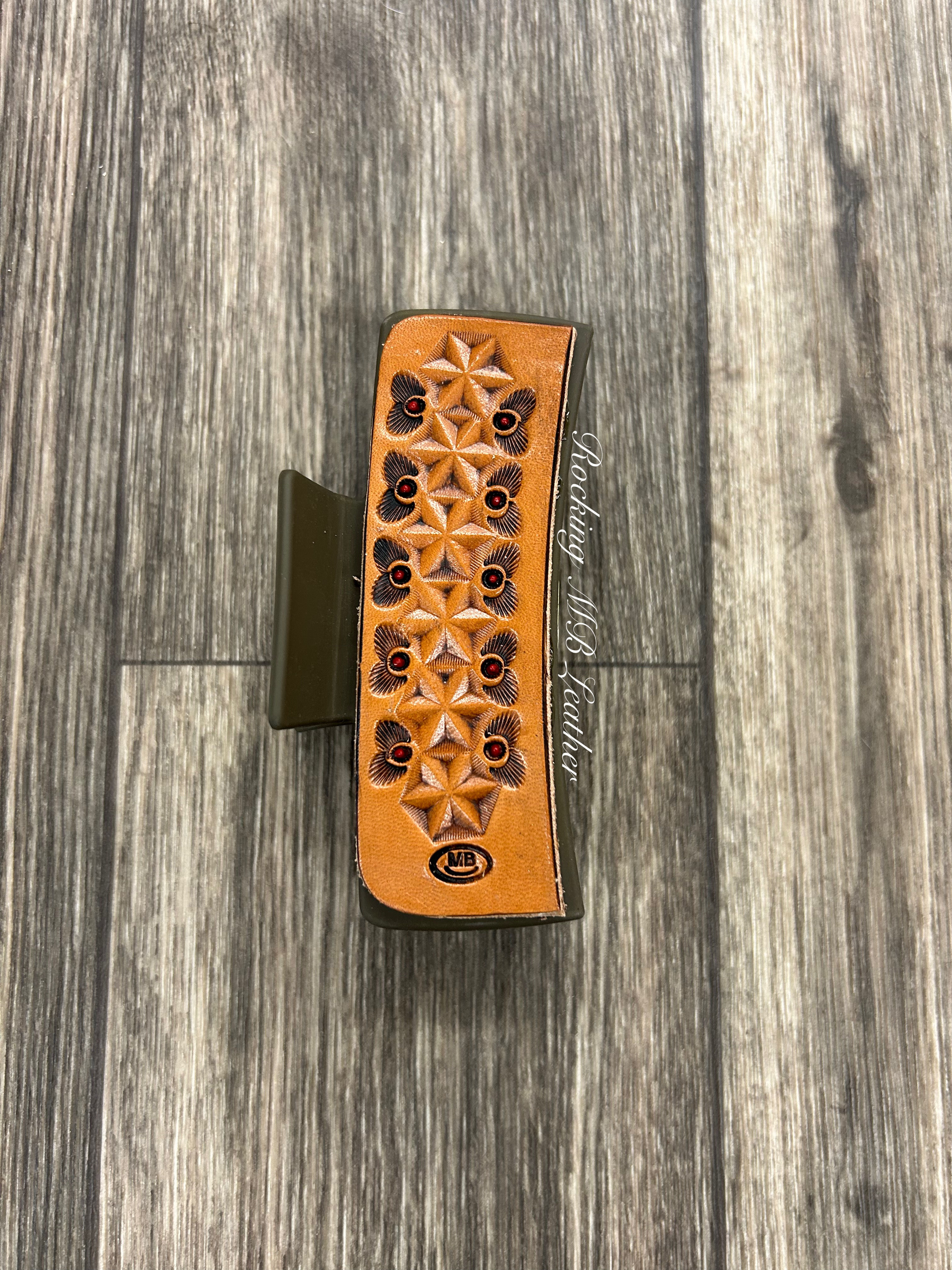 Large Tan Stamped Clip