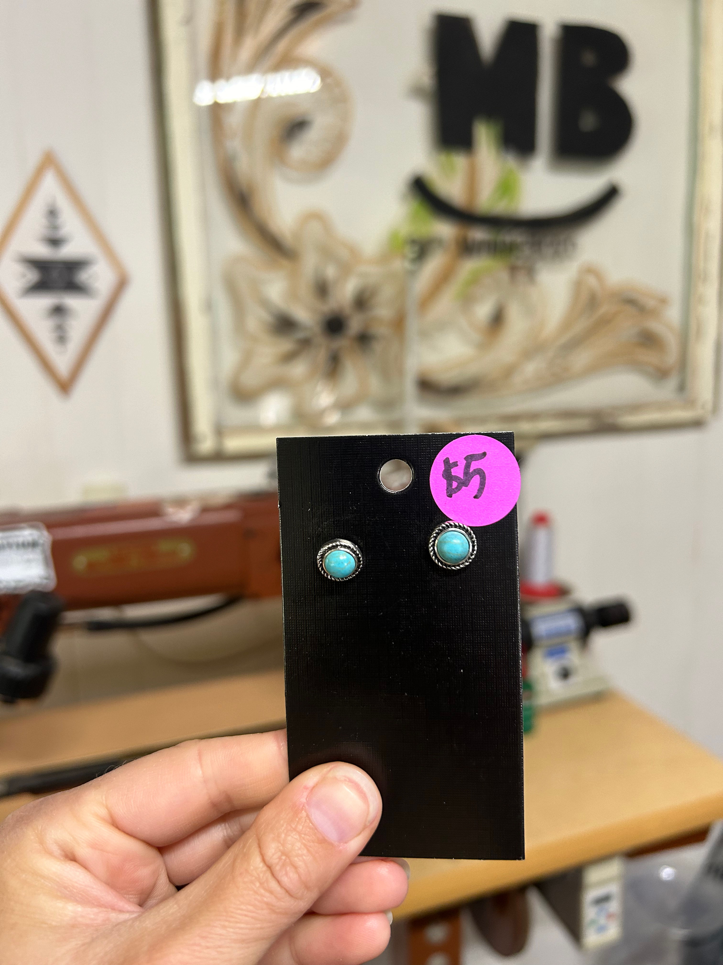 Turquoise Earrings Rounded