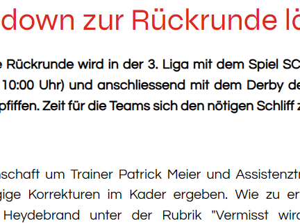 Der Countdown zur Rückrunde läuft!
