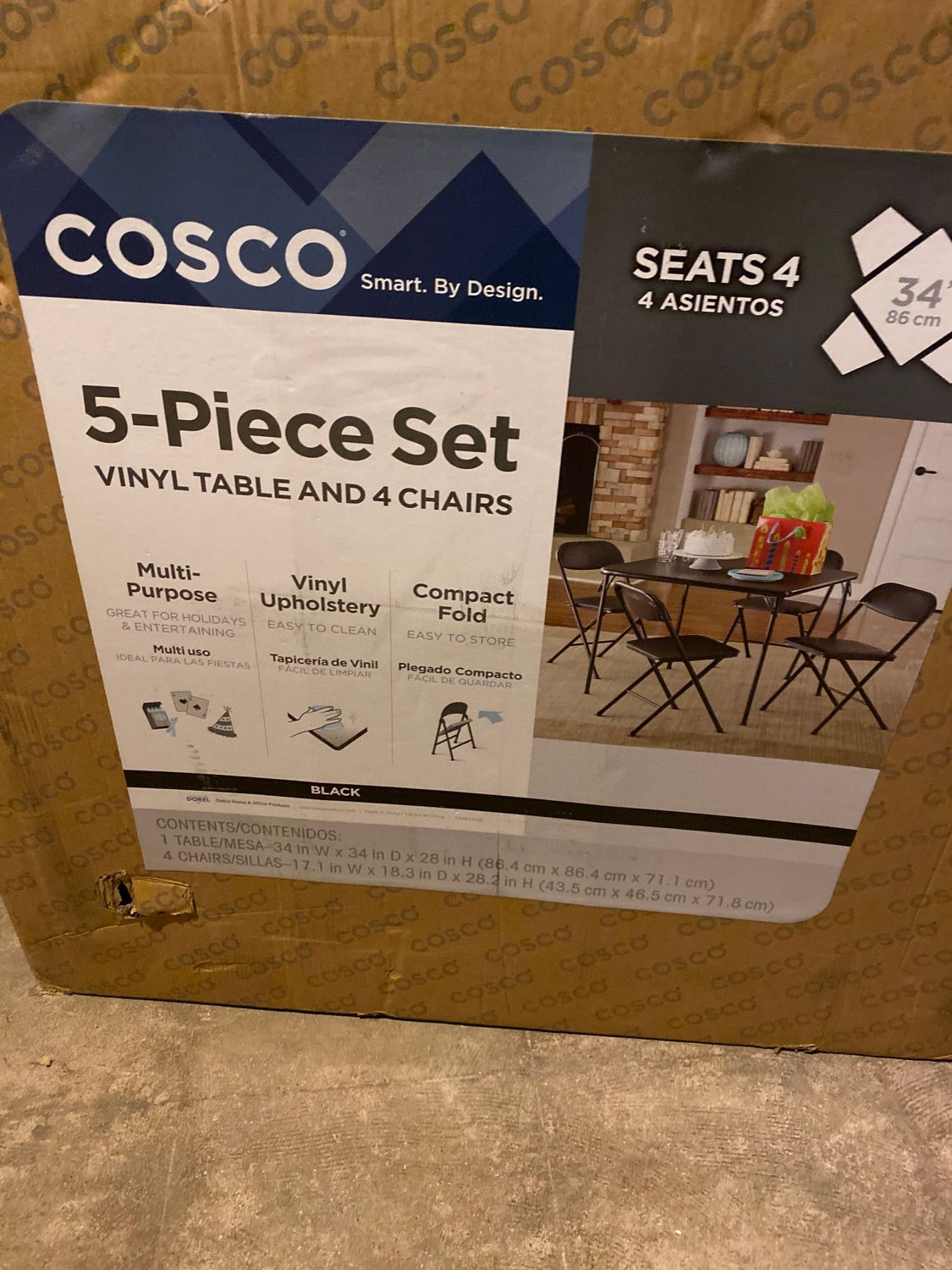 Cisco 5-Piece Card Table Set-Black