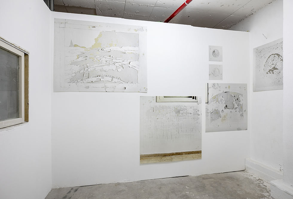 Titanium White and Spackle, 2019, installation view.