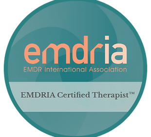 Badge certifying Lisa Larsen as EMDRIA-certified therapist