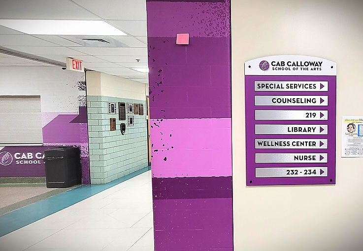 custom wayfinding sign in Wilmington, DE high school