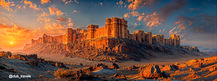 Ancient fort on a mountain at sunset, Classic Rajasthan Tour, golden light.