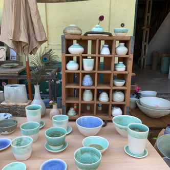 Keramikmarkt Nahaufnahme Porzellan