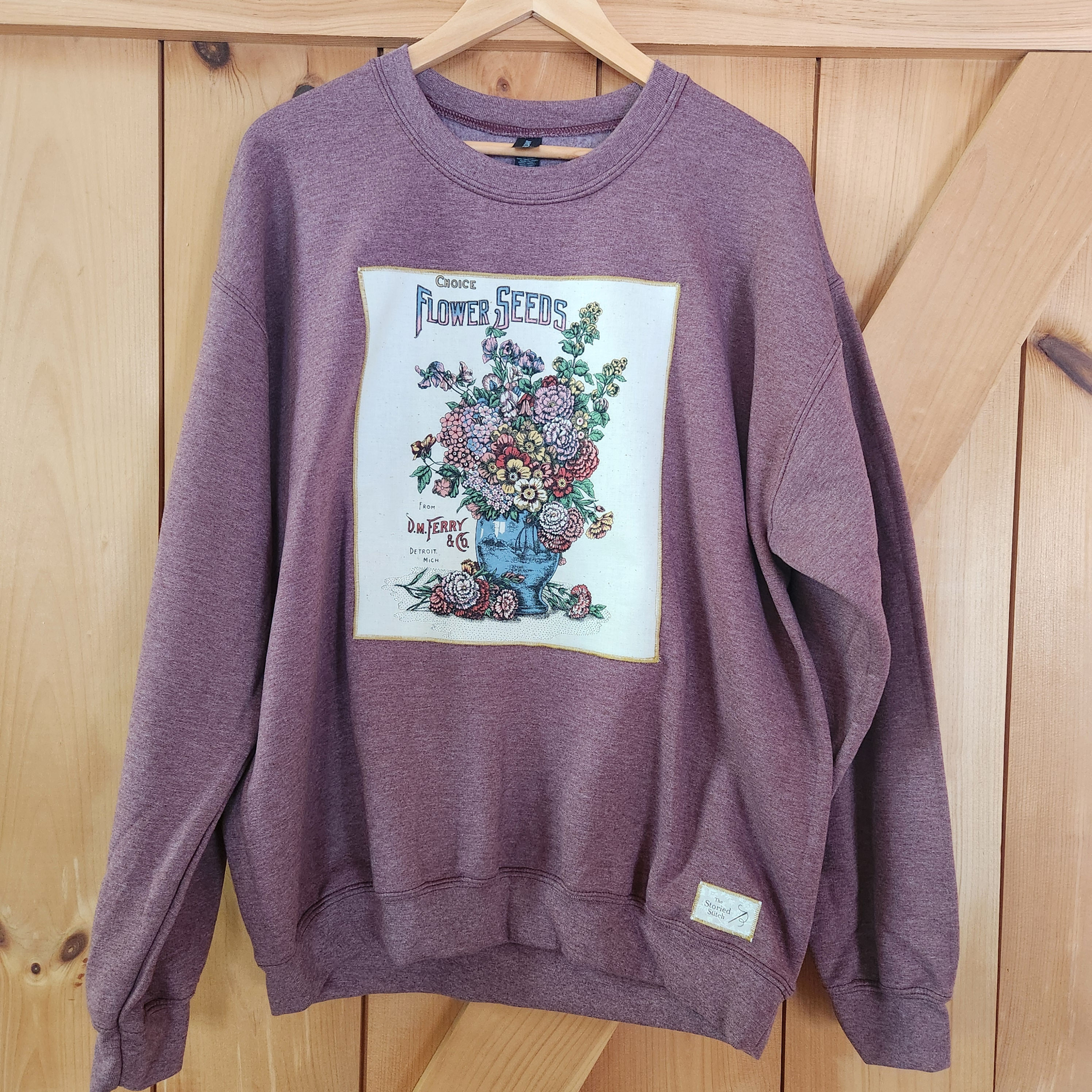 Large đ Flower Seed Crewneck đ Heather Dark Maroon