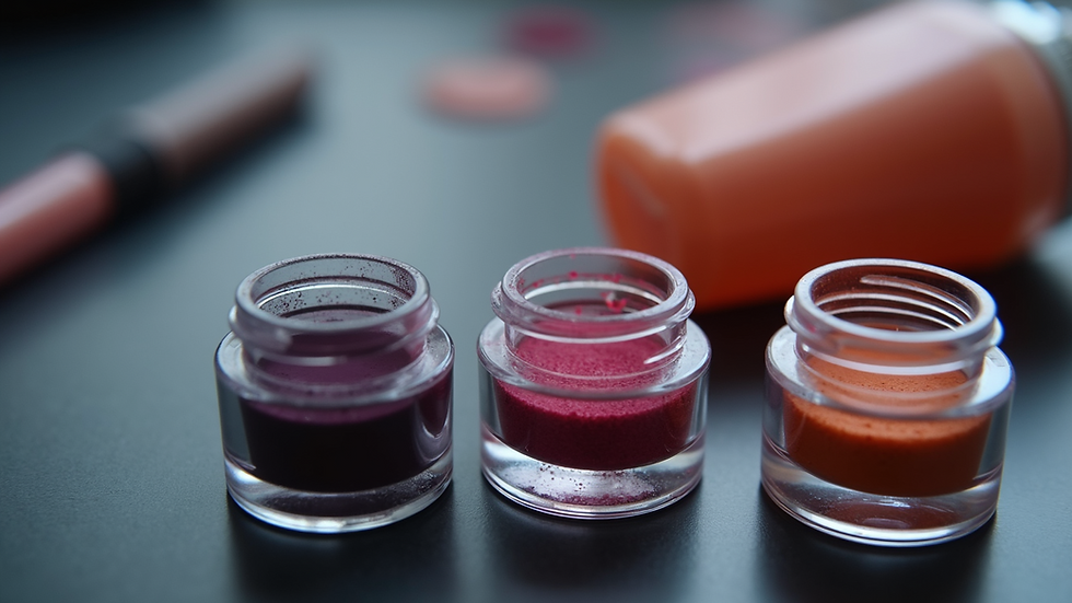 Close-up view of pigment containers for permanent makeup
