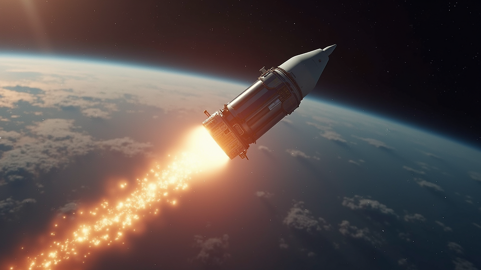 High angle view of a small satellite being launched into space