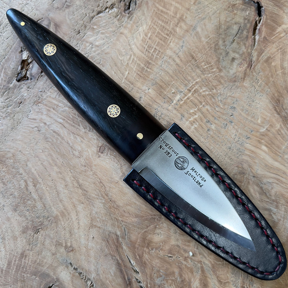Thumbnail: 7" Bog Oak and Maple Burr Sgian Dubh #353