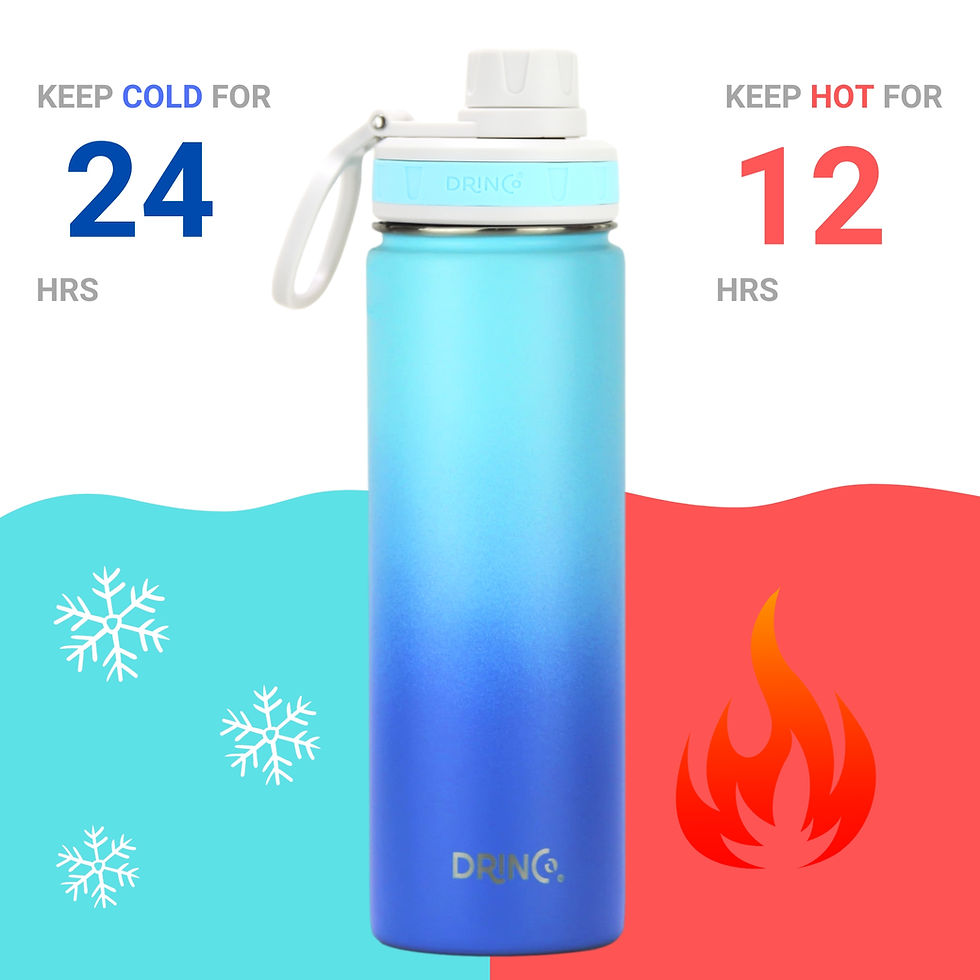 Thumbnail: DRINCO® 22oz Stainless Steel Sport Water Bottle - Morning Sky Blue