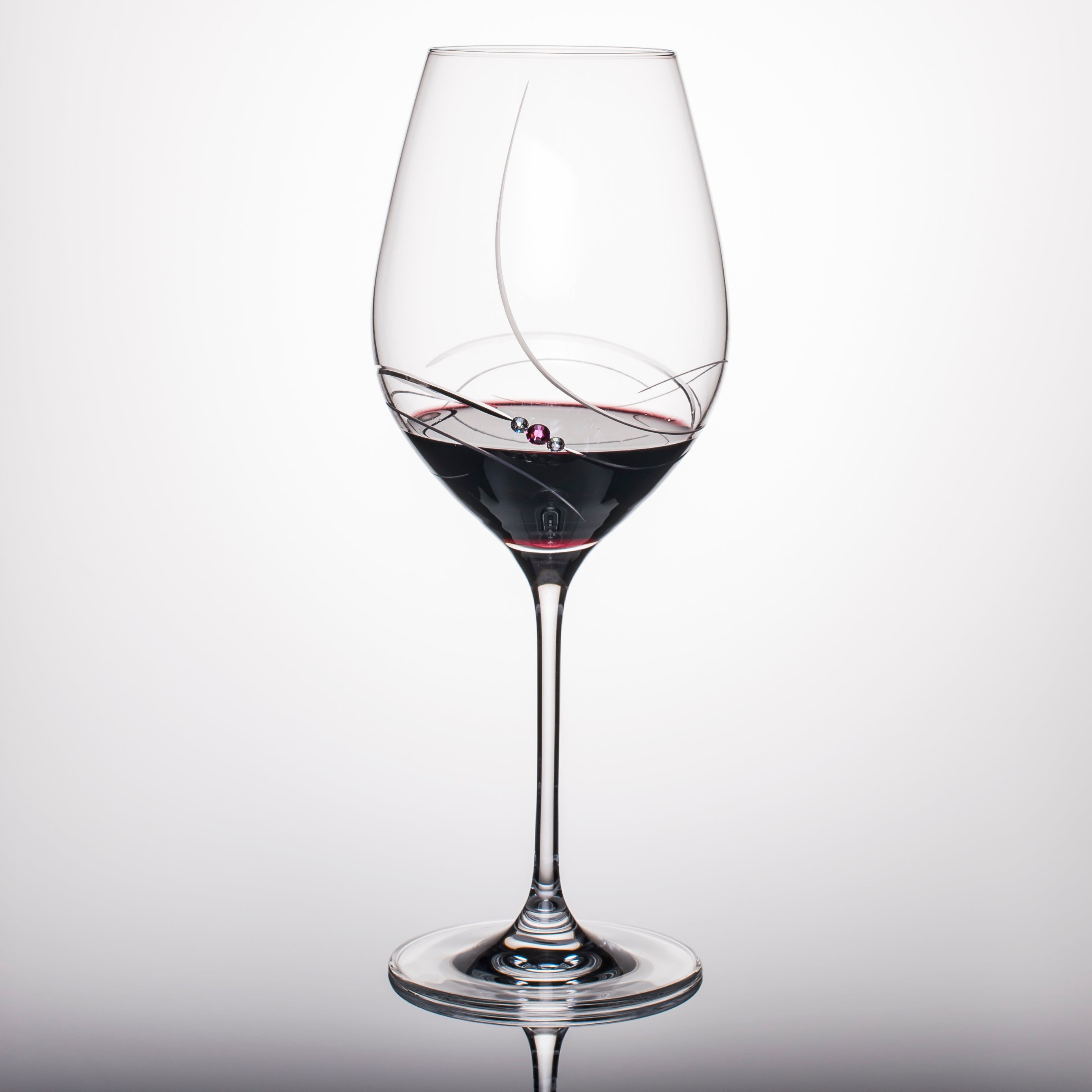 Pink Ribbon Red Wine Glasses - Set of 2 in gift box
